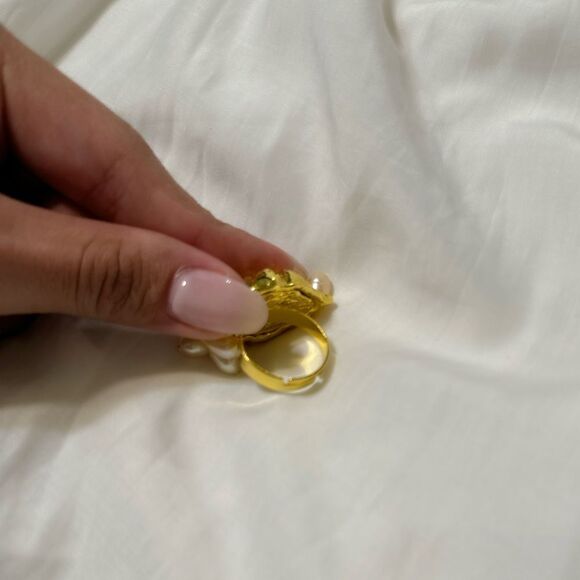 Anthropologie Gold Eye Ring with Pearls - Picture 3 of 4